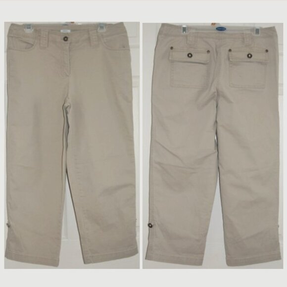 Liz Clairborne Capri Cotton Stretch Pants, Women Size 10 (Waist: 34.5"), Tan - Picture 3 of 7